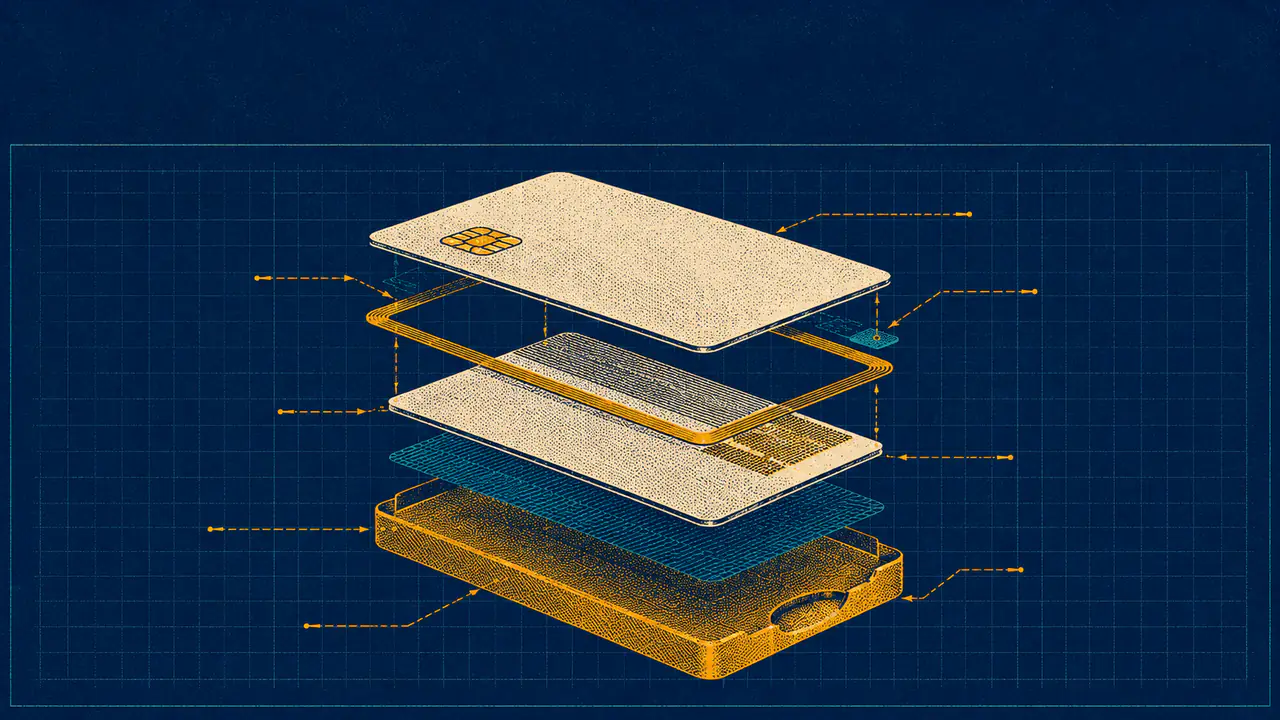 A blueprint-style exploded view of a card with measurement callouts, representing the published creative specs for a ChatGPT ad
