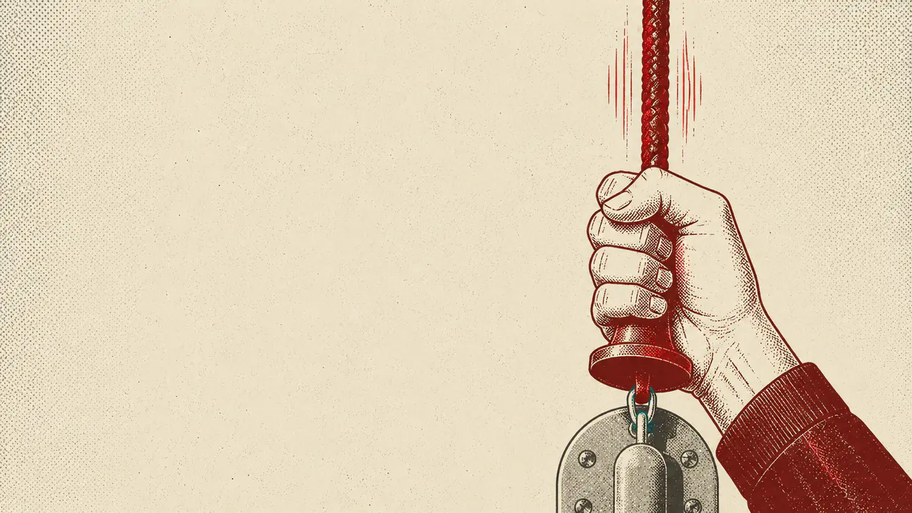 A hand pulling down a red emergency brake handle, representing the brands that should hold off on buying ChatGPT ads